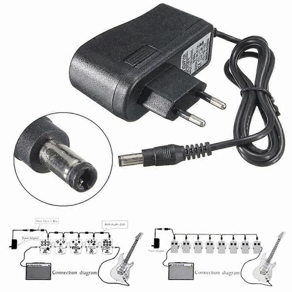 9V 1A Pedal Strömförsörjningsadapter Gitarr Effektladdare för Stompbox EU/ UK Plug