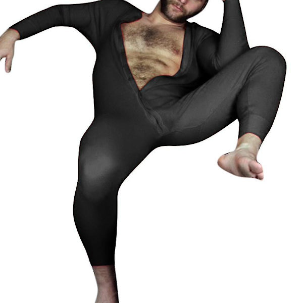 Herr Onesie Långkalsonger Nattpyjamas Black M
