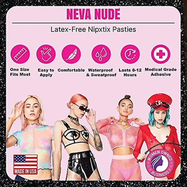 Traditionelle Glitter Nipple Covers, Medical Grade Adhesive, Vandtæt