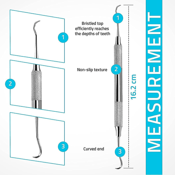 Profesjonelt tannsteinsskrapeverktøy - dobbeltsidig tannstein fjerner for tenner (pakke med 2)