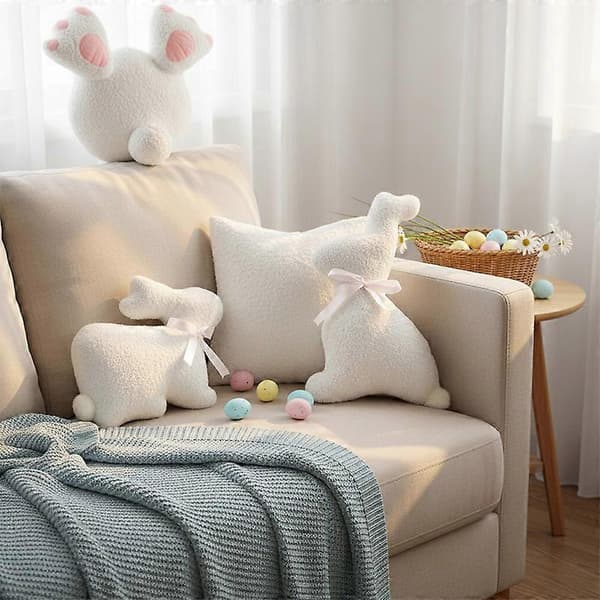 Påskehare-rumpeformet putepute Vår Varm Hjemmeatmosfære Dekor Sofapynt Julegave squatting rabbit