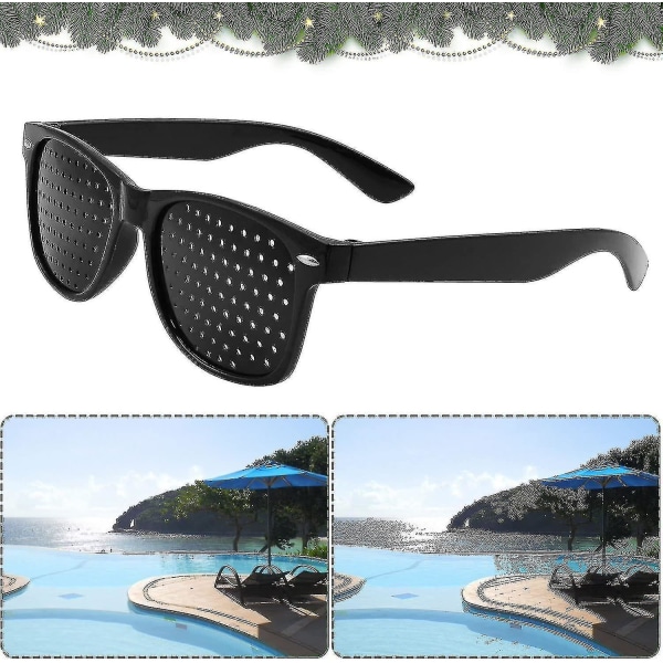 2pack Pinhole-glasögon för att förbättra synen, svarta unisex synförstärkande nålhålsglasögon_c
