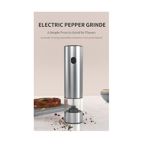 Elektrisk pepparkvarn i rostfritt stål, automatisk kryddkvarn, liten pulverisator, bärbar kökskvarn