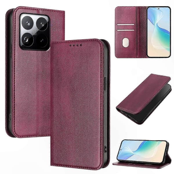 Retro Textur Läder Plånboksfodral för 15T Telefonfodral Wine Red