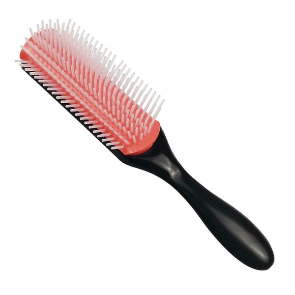 Lockigt hårborste D3 (svart & röd) 9-rads stylingborste för att reda ut, separera, forma och definiera lockar - för kvinnor och män
