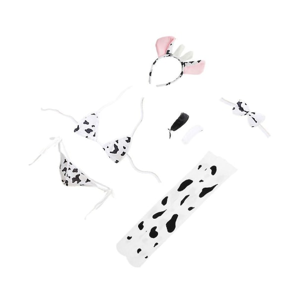 1 set Milk Cow Sexig Cosplay Underkläder Dräkt Förförelse Trepunkts underkläder Kit