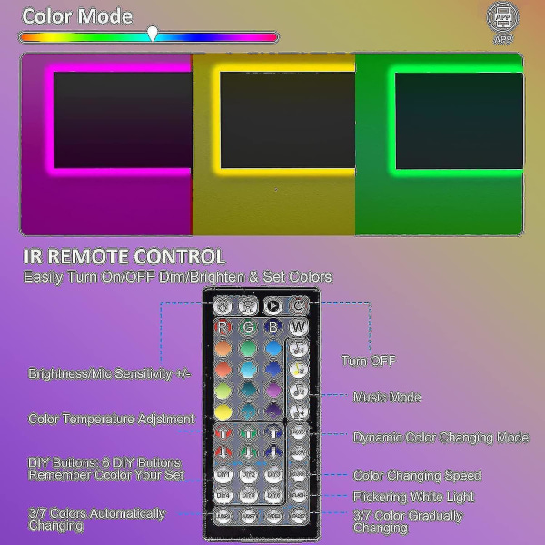 20m LED-lampor Bluetooth Rgb-lampor LED-bandlampor med 44-tangenters fjärrkontroll Musiksynkronisering Färgförändrande LED-stämningsremsa