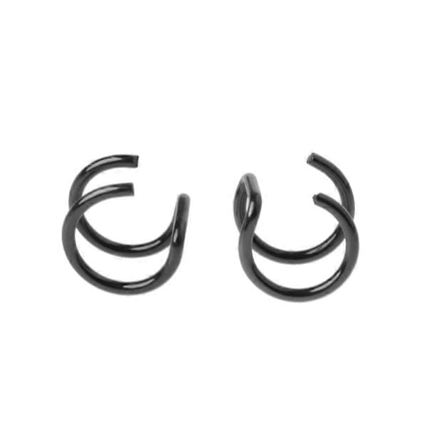 Titanium 2 Ringar Öronmuddar Clips On Helix Broskring Ingen Piercing Kroppssmycken Black
