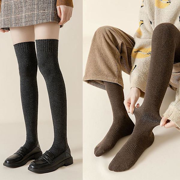 Kvinnors lårhöga strumpor Extra långa varma tjocka höga långa stövlar strumpor benvärmare stil 1 Style 3