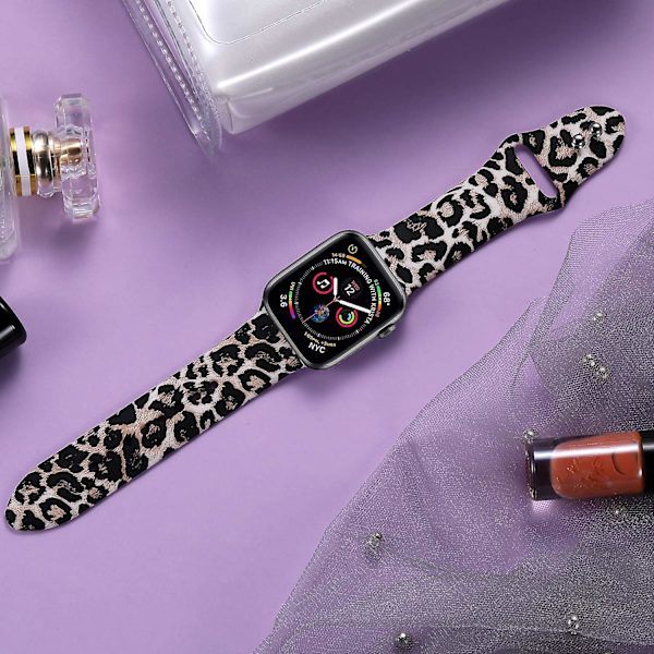 Leopardmönstrat silikonarmband kompatibelt med Apple Watch 38mm/40mm, för iWatch Strap SE/Series 7 6 5 4 3 2 1