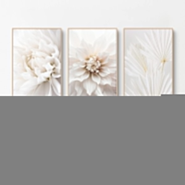 Set med 3 affischer, vita rosblommor bilder, moderna canvastavlor, utan ram, boho tavla set, väggdekoration för vardagsrum, sovrum 40*50cm