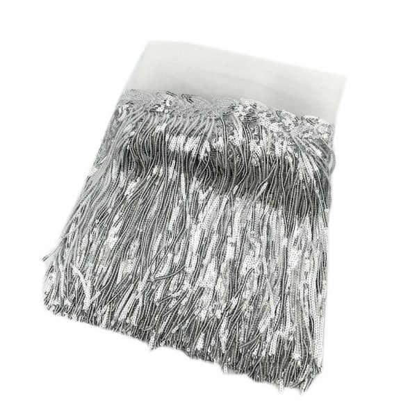 10 Meter Paljett Tofs Spetsdekorationsmaterial SILVER 10 METER Silver Silver 10Yards-10Yards