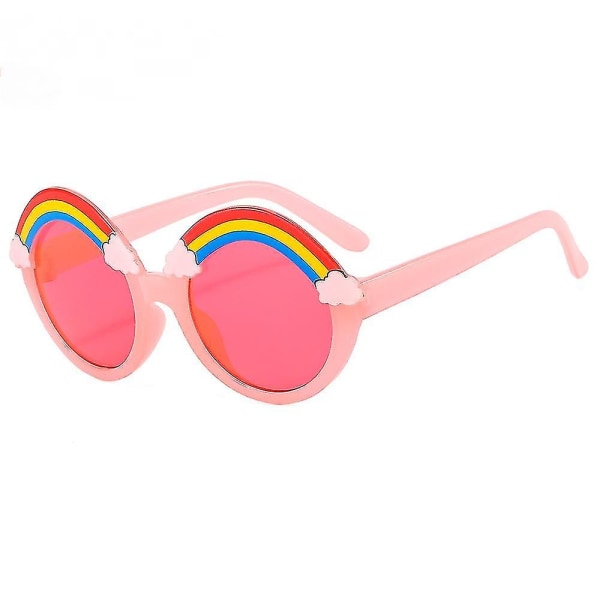 Barnesolbriller Unisex, gummipolarisert Søt Rainbow Babysolbriller Jenter Gutter Med Barnebrilleetui (rosa)