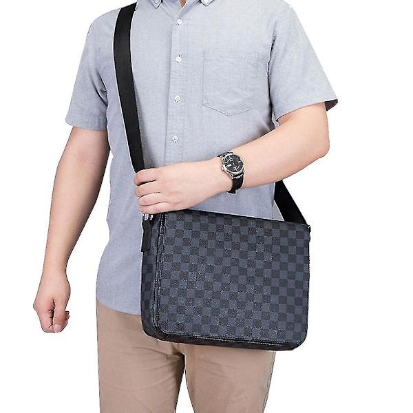 Herr axelväska PU läder rutig crossbody herr crossbody väskor affärs handväskor