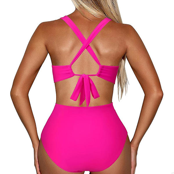 Leopard badedrakt for kvinner, strand, polstret, monokini, bikini, badedrakt Rose Red 2XL