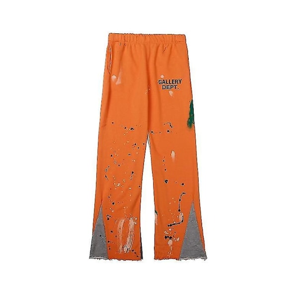 Gallery Dept Speckled Graffiti Guard Pants Raka jeans Herr och Dam Casual Byxor [reducerad!!!nytt erbjudande] Orange L