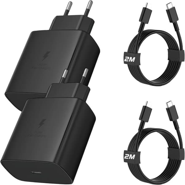 45W USB C Hurtiglader med Kabel for Samsung Galaxy, iPhone 15, iPad[JUN] 2PC, svart 2PC,black 1.5m data cable