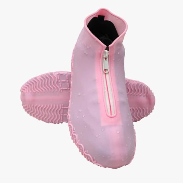 Vattentäta skoöverdrag med dragkedja - Large - Storlek 40-45 - Rosa