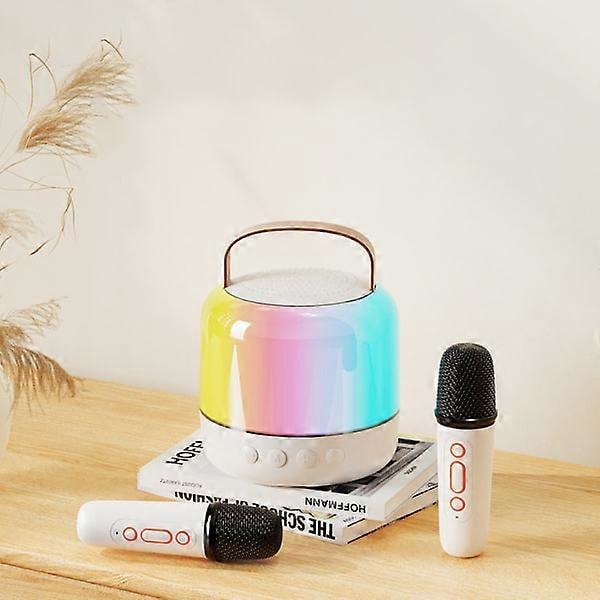 Mini Karaoke-maskin for barn og voksne: 2MIC Bærbar Bluetooth-høyttaler med trådløs mikrofon - Karaoke for jenter i alderen 4 5 6 7 8 9 10 11+ år