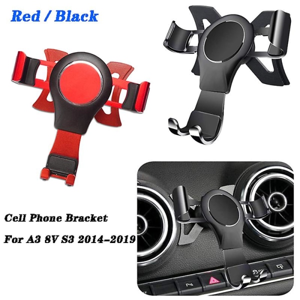 For- A3 8v S3 2014-2019 Cell Phone Holder Mobile Bracket Car Mount Accessories Black Black