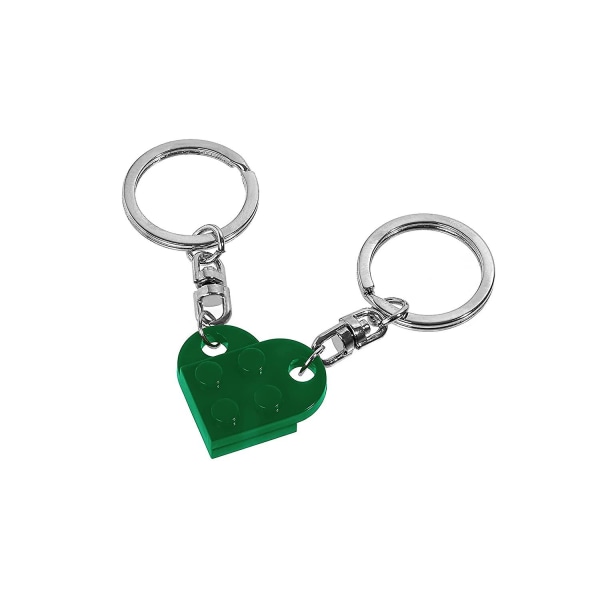 Wabjtam Matchende nøkkelringer for par Halskjede Split Heart 2-delt To-sett gavekjede (grønn)
