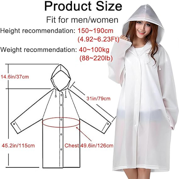 Regnponcho Regnjackor för Vuxna, 2-pack Återanvändbar Regnjacka Regnkläder med Huva och Ärmar, Vattentät för Nödsituationer, Utomhus, Camping, Disney