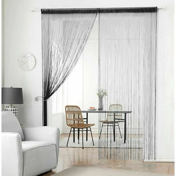 Lige kvast gardin rumdeler boligindretning Black,100x200cm