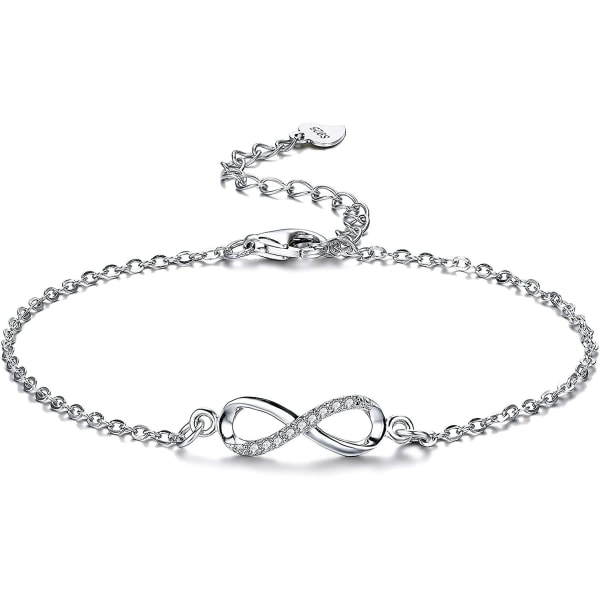 Damearmbånd 925 Sterling sølv Infinity-armbånd for kvinner med smykker
