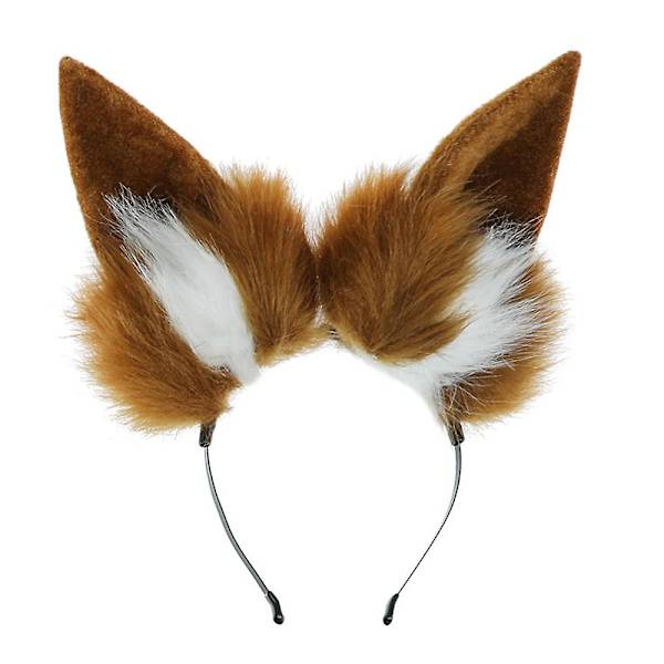 Räv Varg Kanin Katt Hund Öron Hårband Halloween Kostym Fest Hårprydnad Hårtillbehör Camel white