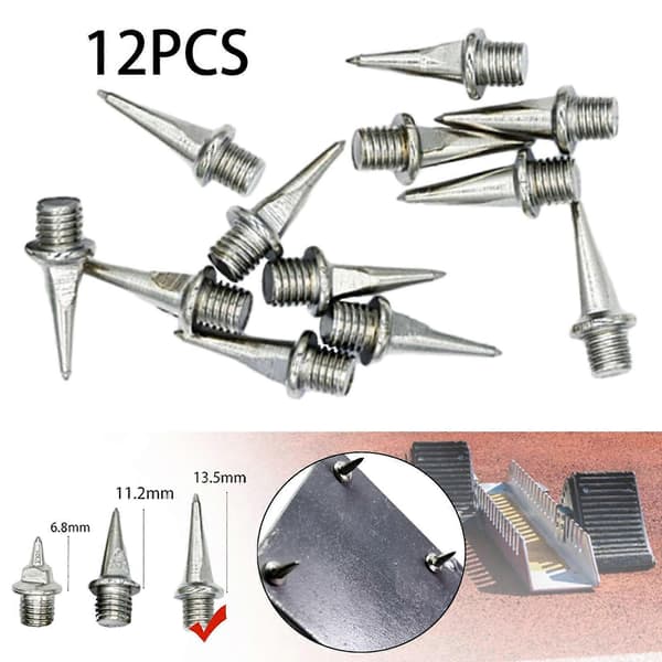 12 stk startblokk-pigger, banepigger i stål M4.8, løpeblokk-pigger for sprintere 13.5mm