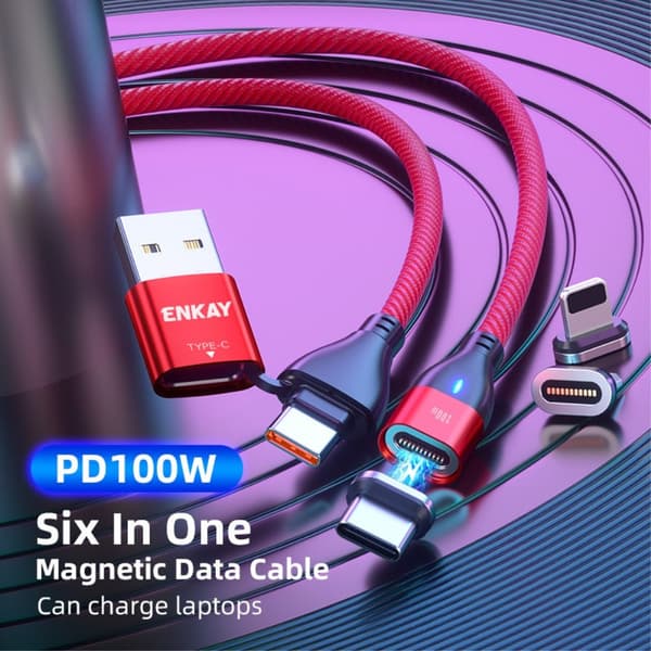 ENKAY 2 m 6in1 PD 100W USB-C/USB-A - USB-C/Lightning/MicroUSB size 77