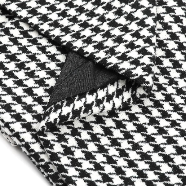 Herr svart och vit rutig dubbelknäppt 4-knapps Slim Fit Casual Suit Jacka XL