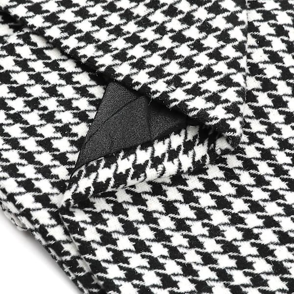 Herre Sort Og Hvid Ternet Dobbeltradet 4 Knaps Slim Fit Casual Jakkesæt Jakke XS