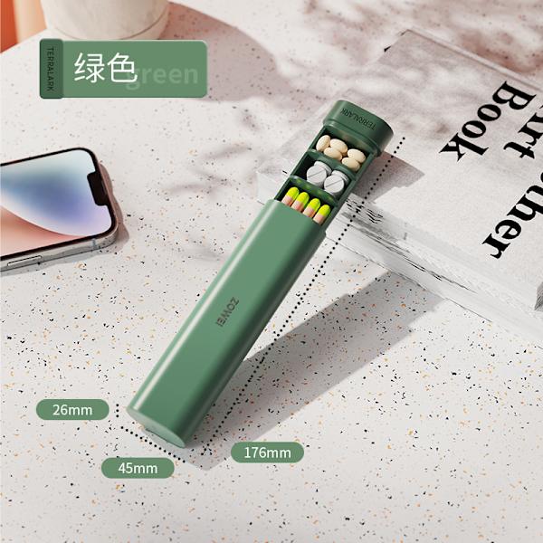 Seven day pill box Convenient pill storage box Green