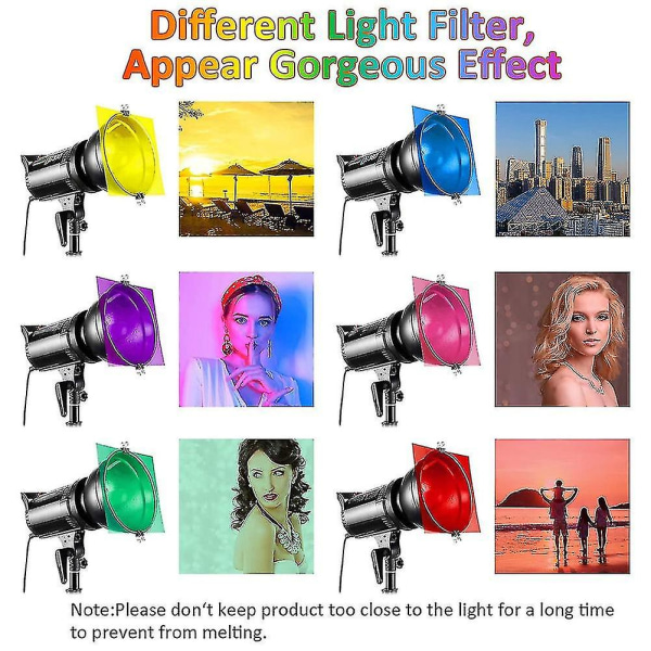 Pakke med 6 fargefilmer, transparent farget film, varmebestandig for lamper, farget filter (30 X