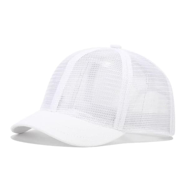 New Short Brim Baseball Cap Full Mesh Breathable Thin Topped Cap white