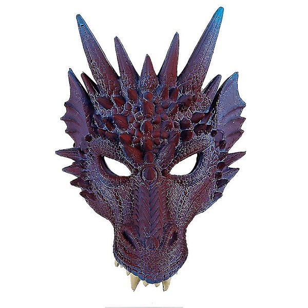 Halloween Cosplay Koko Naamio Aikuisille Juhla Rekvisiitta 3d Lohikäärme Naamio Blue Purple