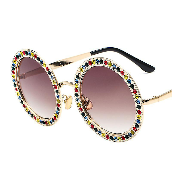 Shining Oversized Round Rhinestone Sunglasses Festival Gem Sunnies Sj1095