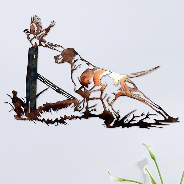 Metall veggkunst dekor hul hund fugleskulptur hengende til stue soverom