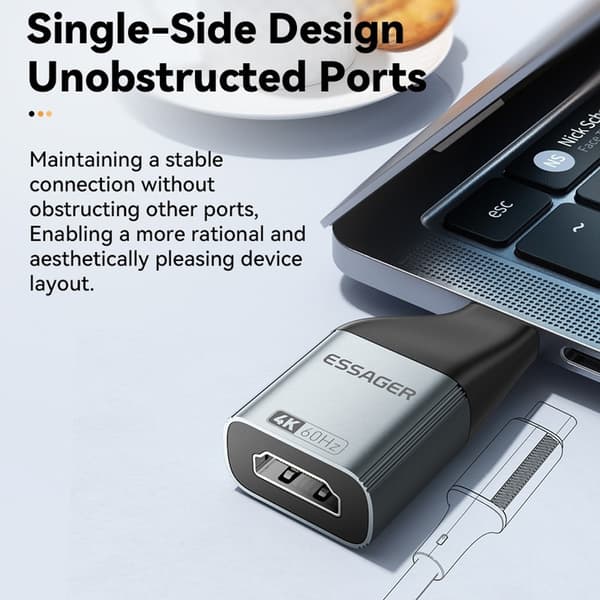 ESSAGER 4K 60Hz HDMI Hun Til USB-C Han Adapter Grå size 17