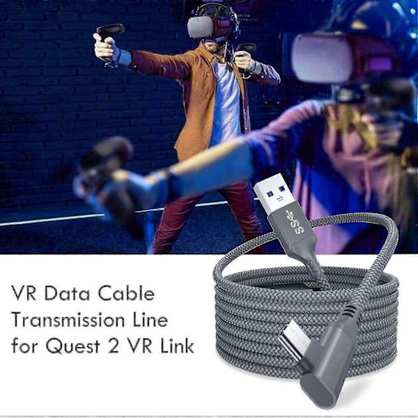 5M Laddarkabel för Oculus Quest 2 Link Headset USB 3.0 Typ C Dataöverföring Typ-C till USB-A Grey