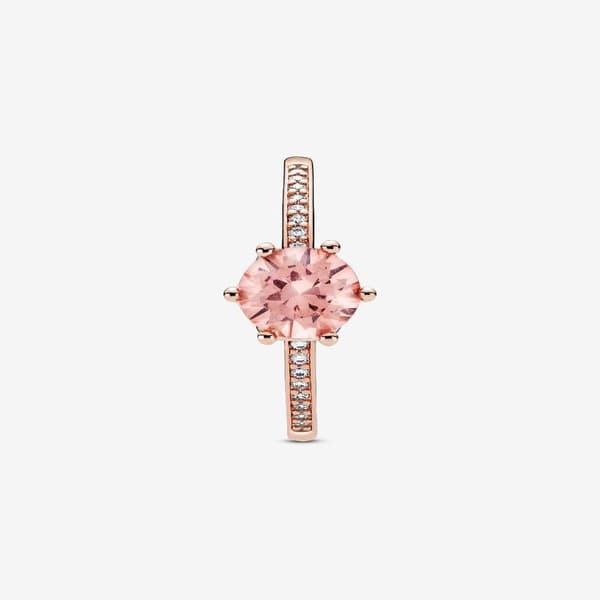 Pandora - Rosa Glitrende Krone Solitær Ring - 14k rosaguldplettering Circumference: 56mm