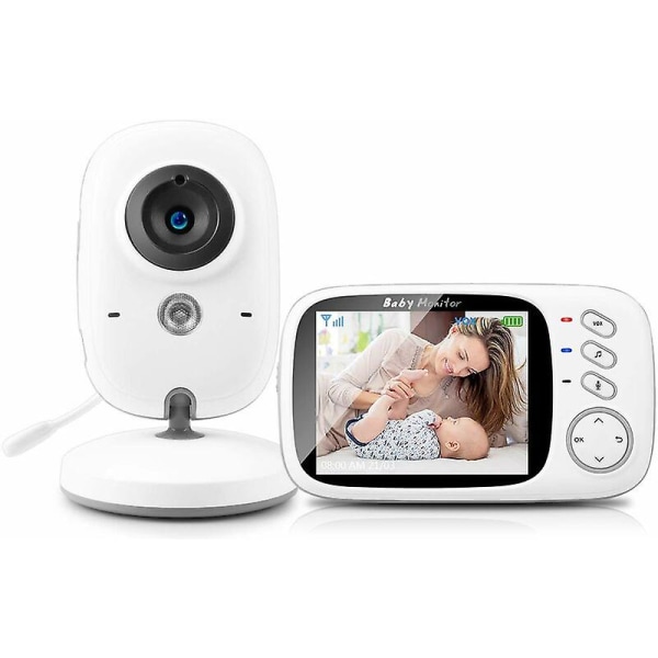 Babymonitor med kamera, trådløs videomonitor 3,2" tft LCD digital dobbel digital lyd
