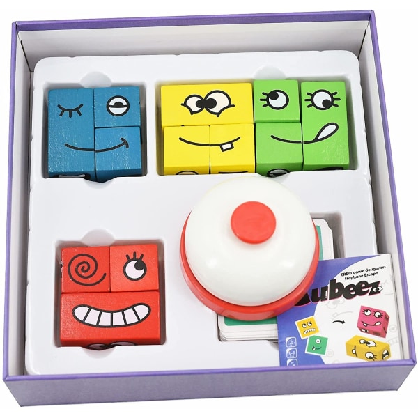 Träpusselblock, nyaste ansiktsförändrande kub Kubikvolym Träpaket, pedagogisk förmån Intellektuell leksakspresent för barn Förskoleålder 3