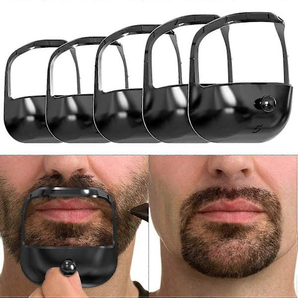 Skäggformare Getingskägg Styling Mall Skäggformningsverktyg Mode Getingskägg Rakmall Getingskägg Trimmerverktyg för Män, 5 Storlekar black 2 Set