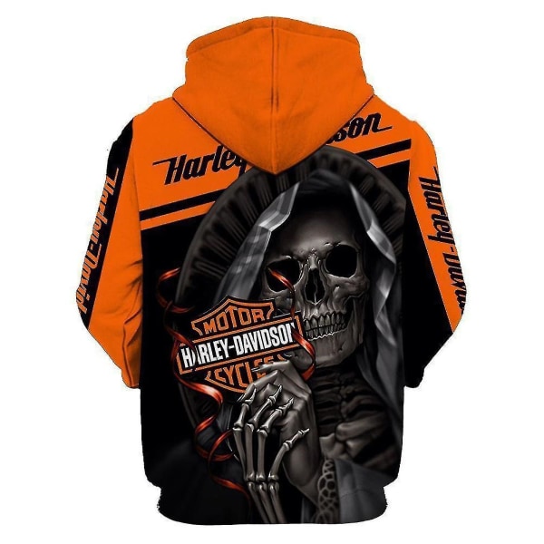 Ny 3d Skull Harley-davidson Hoodie Sweatshirt Hood Jumper Pullover 3XL