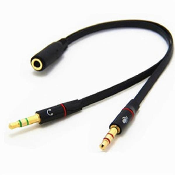 25-26 3,5 mm Stereo Audio Hun til 2 Han Headset Mikrofon Y Splitter Kabel Adapter
