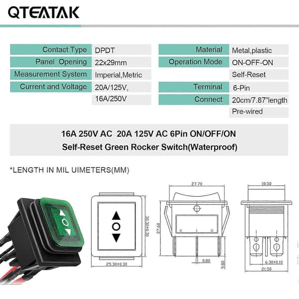 2025 Seneste Model DC 12V 10A 6 Ben 3 Positioner (ON)-Off-(ON) AC 110V-220V