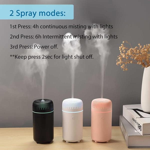Bil Diffuser Luftfukter Aromaterapi Eterisk Olje Diffuser USB Kald Tåke Mini Bærbar Diffuser for Bil Hjemmekontor Soverom (Rosa)