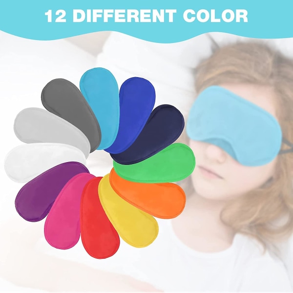 12 kpl monivärinen silmänaamion suojus Kevyt, cover unimaski nenäpehmusteella ja elastisilla hihnoilla lapsille, naisille, miehille, 12 väriä